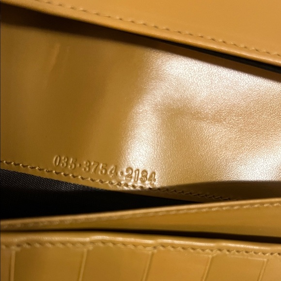 Gucci Beige Brown Monogram Continental Wallet with Mustard Trim - Picture 6 of 7
